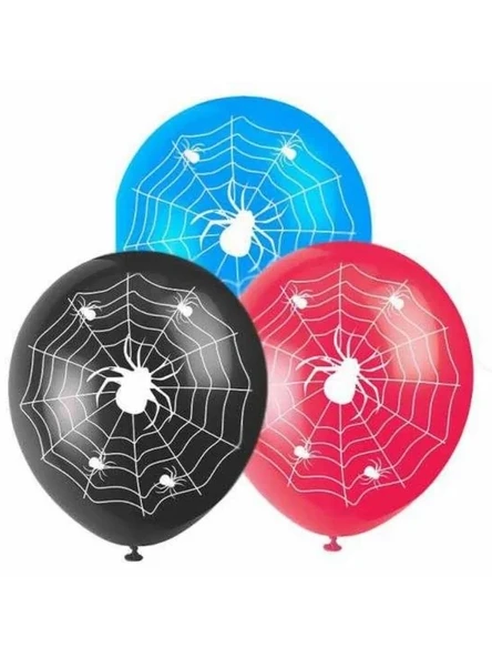 Latex Balon Seti - 10 Adet Örümcek Ağı Baskılı ürün görseli 1