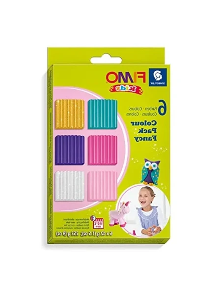 STAEDTLER Kids fırında sertleşen modelleme hamuru, "Girlie" malzeme paketi, çekici, modaya uygun renk seçenekleri, özellikle yumuşak, yüksek kalite, her biri 42 gram 6 blok, 8032 02 ürün görseli 1