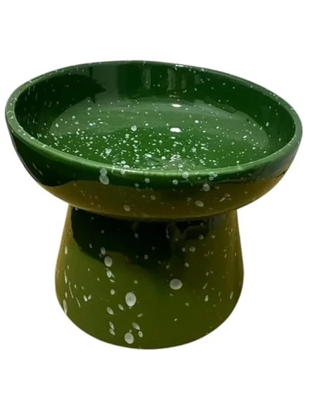 Ergonomik Yüksek Seramik Mama ve Su Kabı, 14 cm Yükseklik, Yeşil ürün görseli 1