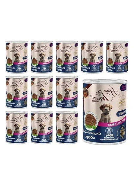 Yavru Köpekler için Biftek ve Jöleli Konserve Mama 400 Gr x 12 Adet ürün görseli 1