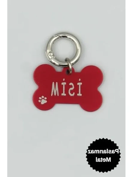 Kişiye Özel Metal Köpek İsimli Künyeler, Paslanmaz ve Kararmaz, Kırmızı ürün görseli 1