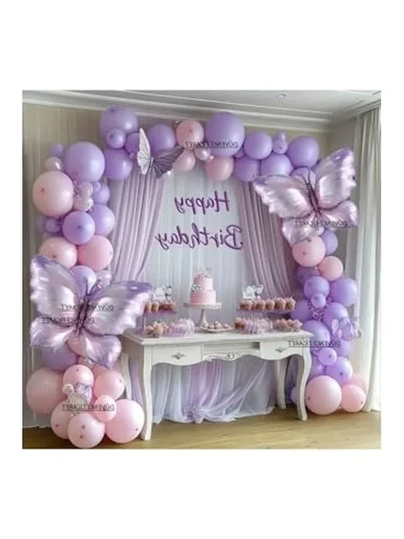 Makaron Kelebek Temalı Folyo Balon Zincir Seti ürün görseli 1