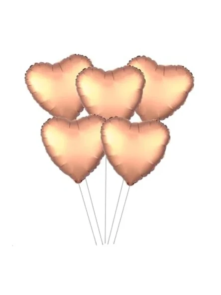 5 Li Kalp Folyo Balon, Rose Gold Renkli Partiler İçin ürün görseli 1
