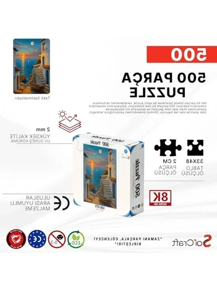 Sahil Köyü Temalı Puzzle, 500 Parça - Resim 3