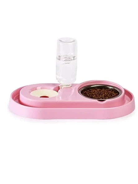 Hazneli Kedi-Köpek Mama Ve Su Kabı Seti 500ml Pembe ürün görseli 1