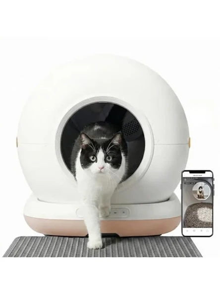 Kameralı Akıllı Kedi Tuvaleti, Uzaktan Kontrol ve 72lt Hazne ürün görseli 1