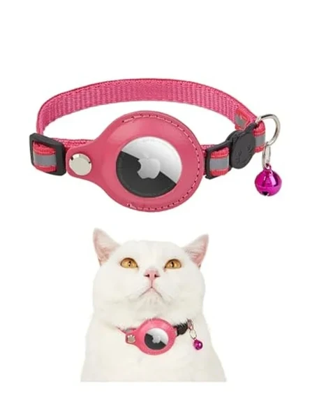 Reflektörlü ve zilli kedi tasması, pembe, standart ayarlanabilir, güvenli kullanım ürün görseli 1