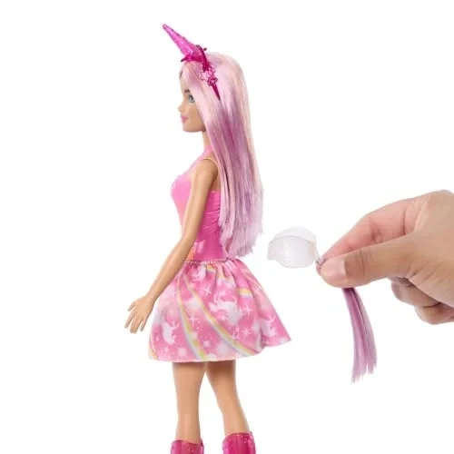 Lalka Barbie Jednorożec, różowy strój - Resim 3