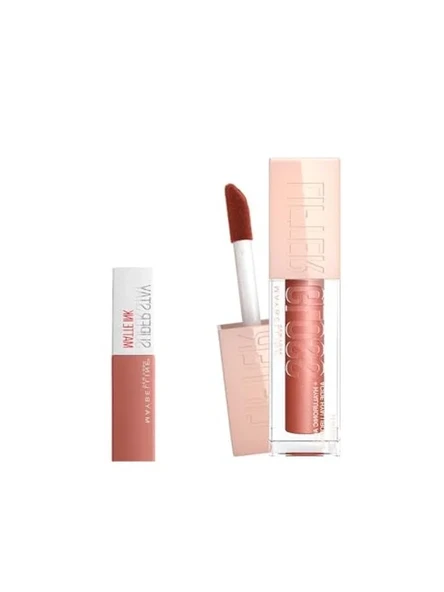 Maybelline New York Lifter Gloss Nemlendirici Dudak Parlatıcısı 009 Topaz & Mini Super Stay Matte Ink Likit Mat Ruj 65 Seductress Makyaj Seti ürün görseli 1