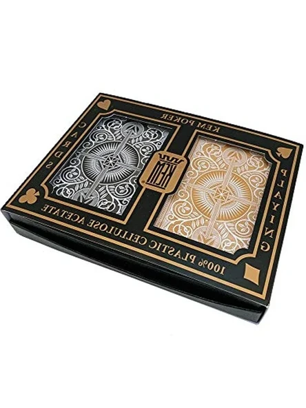 Siyah ve Altın Sarısı Jumbo Endeksli Poker Kartları, Çift Deste ürün görseli 1