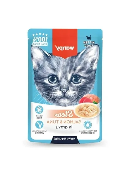 Somon ve Ton Balıklı Kedi Yaş Maması, 70gr x 10 ürün görseli 1