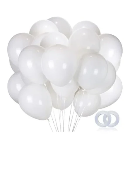 Parlak Metalik Helyum Balon Seti, 10 Adet Beyaz ürün görseli 1