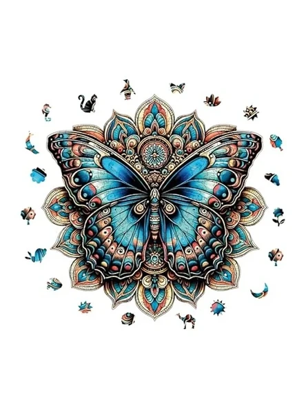 Mandala Kelebeği Ahşap Puzzle - 250 Parça, 29 x 29 cm ürün görseli 1