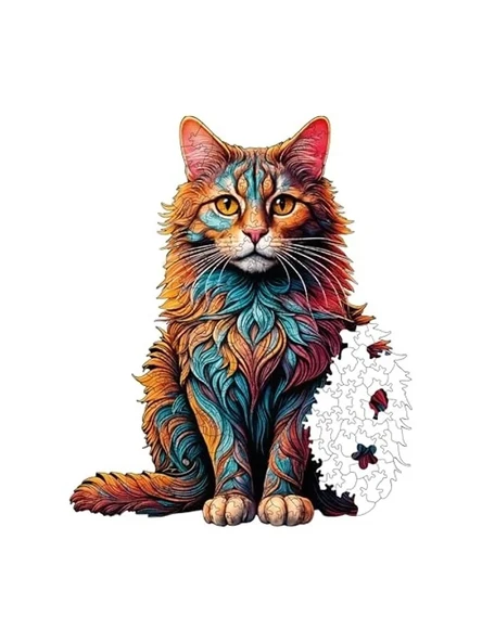 250 Parça Kedi Temalı Ahşap Puzzle Seti - Resim 3