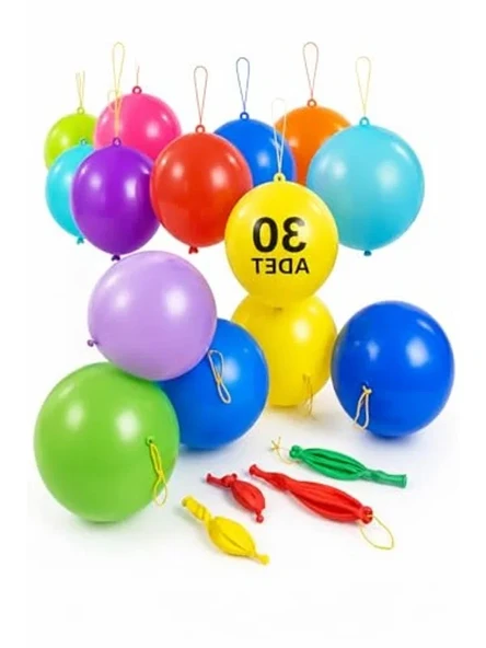 30 Adet Lastikli Zıpzıp Balon, Eğlenceli Parti ve Etkinlikler İçin ürün görseli 1