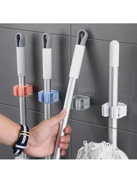 Yapışkanlı Pratik Mop Tutucu, 4 Adet, Beyaz Renk ürün görseli 1