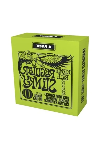 Ernie Ball Regular Slinky Nickel Wound Electric Guitar Strings Exclusive 4-Pack - 10-46 Gauge ürün görseli 1
