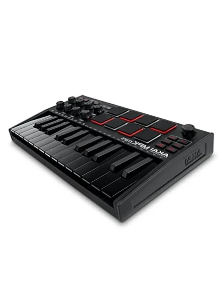 Akai Professional MPK Mini MK3 USB MIDI Klavye Controller, 25 Mini Tuş, Arkadan Aydınlatmalı 8 Bateri Pedi, 8 Düğme ve Müzik Prodüksiyon Yazılımı Dahil, Siyah ürün görseli 1