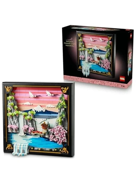 LEGO Art Japon Kiraz Çiçeği Manzarası 31218 – Yetişkinler için Ayarlanabilir 3 Boyutlu Şelale ile Fuji Dağı, Çay Evi, Japon Turnaları ve Kiraz Çiçeği İçeren Model Yapım Seti, Hediye Fikri (1892 Parça) ürün görseli 1