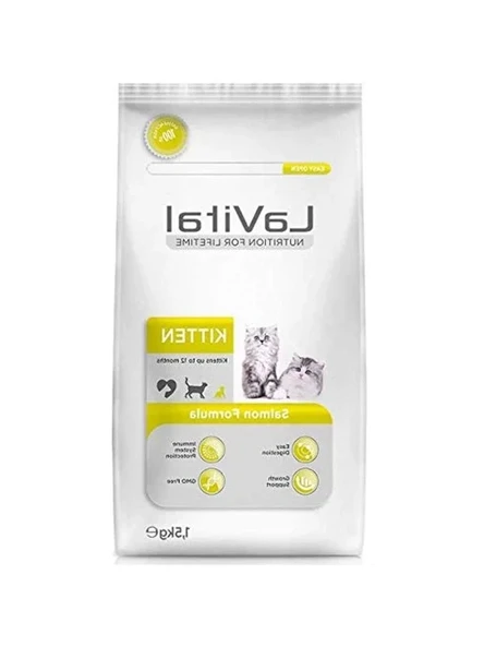 1,5 kg somonlu yavru kedi maması, besleyici ve lezzetli ürün görseli 1