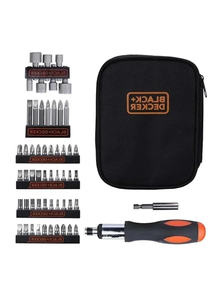 Black+Decker A7104 56 Parça Cırcırlı Tornavida ve Vidalama Uç Seti ürün görseli 1