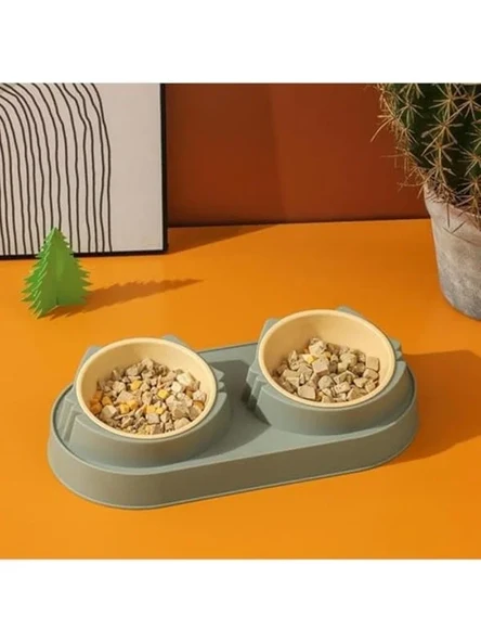 Dayanıklı ve Hijyenik Çift Hazneli Plastik Mama ve Su Kabı, 33x17x5 cm ürün görseli 1