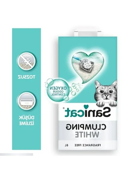Kokusuz Topaklanan Kedi Kumu - Beyaz, 8L, Etkili Kullanım ürün görseli 1