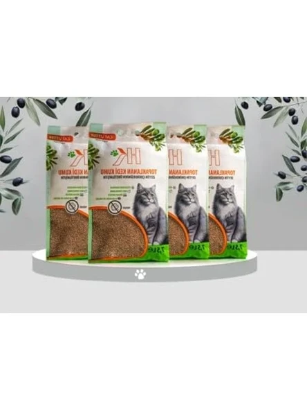 7.5 litrelik %100 doğal zeytin çekirdeği kedi kumu ürün görseli 1