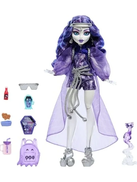 MONSTER HIGH SPECTRA VONDERGEIST Bebek Evcil gelinciği Rhuen ve aksesuarlarıyla Monster High Spectra Vondergeist bebek HXH77 ürün görseli 1