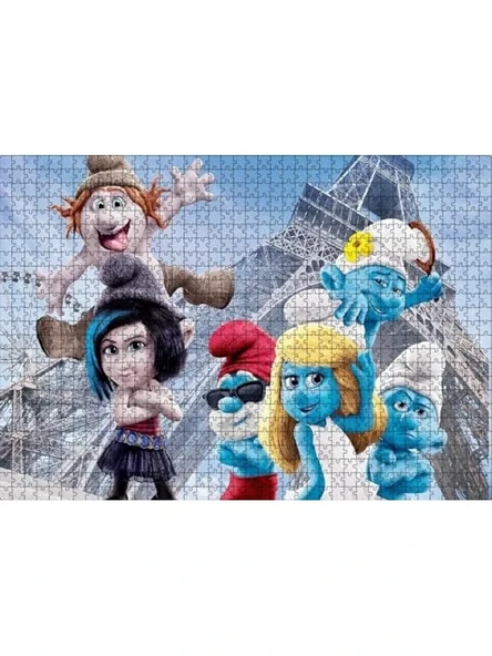 Ahşap Puzzle Yapboz, Eyfel Kulesi ve Şirinler Temalı 1000 Parça ürün görseli 1