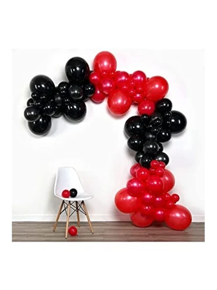 Kırmızı-Siyah Balon Seti, 50 Adet ile Parti Süslemeleri için ürün görseli 1