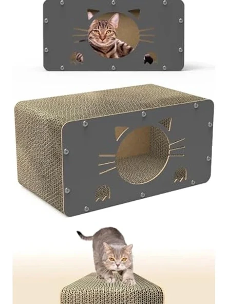 Doğal Karton Kedi Tırmalaması ve Tırmalama Evi ürün görseli 1