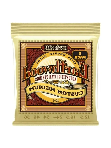 Akustik Gitar Telleri, 80/20 Bronz, 12.5-56 Kalınlık, 3'lü Set ürün görseli 1