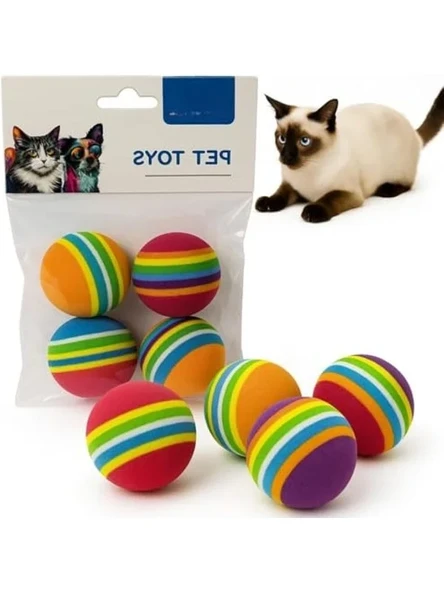 Renkli Kedi Oyun Topları, 4'lü Sünger Set, Eğlenceli ve Hafif ürün görseli 1