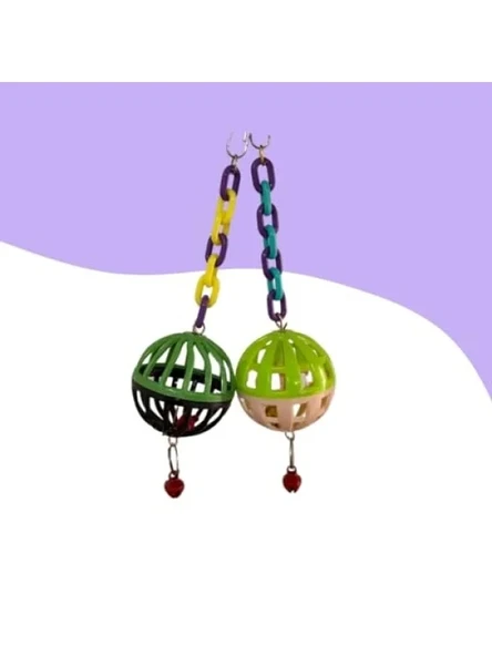 2'li Renkli Çıngıraklı Kuş Top Oyuncak - 7 cm ürün görseli 1