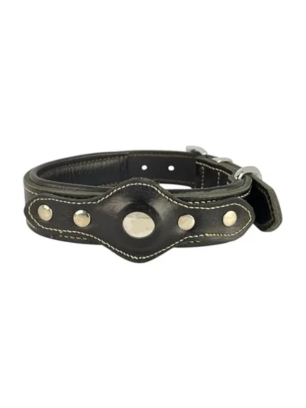 Hakiki Yağlı Deri Airtag Uyumlu Köpek Tasması – Dayanıklı, Konforlu ve Şık Tasarım, Airtag Bölmeli Gerçek Deriden Köpekler İçin Tasma (Siyah, S) ürün görseli 1