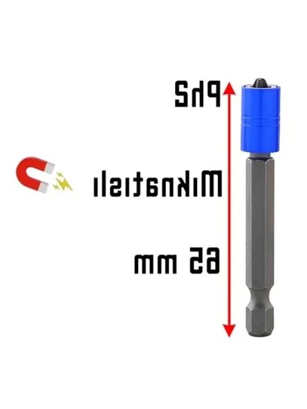 10 Adet Mıknatıslı Bits Uç Seti, PH2, 65 mm, Renkli - Resim 3