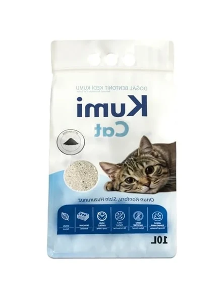 Eko-Premium Aktif Karbonlu Topaklanan Tozsuz Bentonit Kedi Kumu, 10 L ürün görseli 1