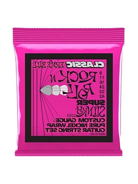 Ernie Ball Süper Slinky Klasik Rock 'N' Roll Elektro Gitar Telleri, Saf Nikel Yara, Ölçü 9-42 ürün görseli 1