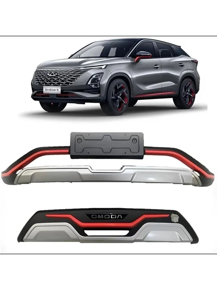Chery Omoda 5 Ön ve Arka Tampon Koruma Difüzör Plastik Kırmızı Detaylı 2022+ Sonrası Uyumlu ürün görseli 1