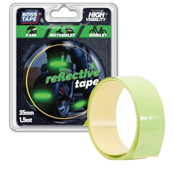 Boss Tape Fosforlu Reflektif Bant Yeşil (35 MM X 1.5 Metre) ürün görseli 1