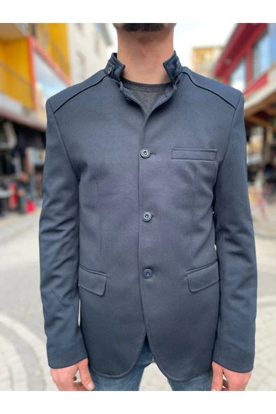 Cep Detaylı Hakim Yaka Sezonluk Slim Fit Ceket Mont ürün görseli 1