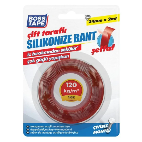Boss Tape Akrilik Çift Taraflı Bant 24 mm x 2 Metre ürün görseli 1