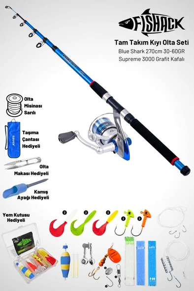 Tam Takım Kıyı Olta Seti - 270cm Kamış 30-60GR / 3000'lik Supreme Olta Makinesi ürün görseli 1