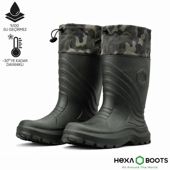 Ultra Hafif EVA Uzun Avcı Çizmesi - Haki - Konçlu - Hexa Boots ürün görseli 1