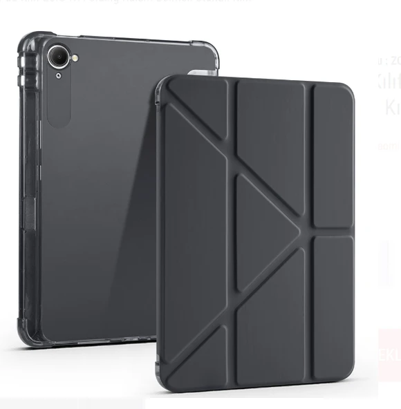 Xiaomi Pad Mini 8.8 inç ile Uyumlu Kalem Bölmeli Uyku Modlu Katlanabilir Trifolding Tablet Kılıfı ürün görseli 1