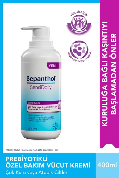 SensiDaily Vücut Kremi 400 ml Çok Kuru veya Atopik Ciltler İçin Prebiyotikli Özel Formül ürün görseli 1