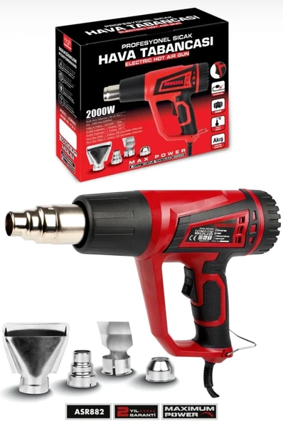 BRANZEG Profesyonel Sıcak Hava Tabancası 2000W 4 Başlık Hediyeli 2 Devirli 300-500 Derece ürün görseli 1