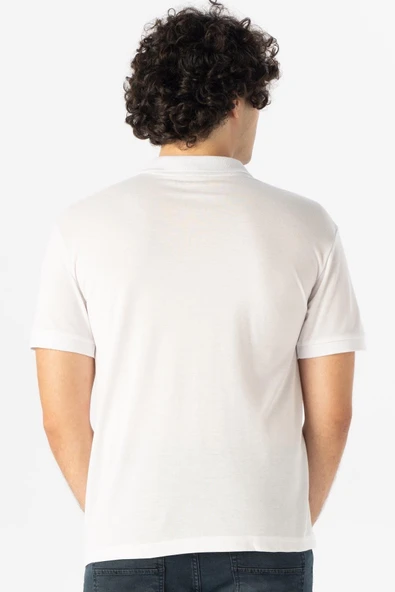 Polo Yaka Regular Kalıp Armürlü Tişört - Resim 2