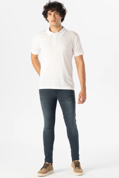 Polo Yaka Regular Kalıp Armürlü Tişört - Resim 4
